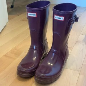 Hunter Short Waterproof Rain Boot - Purple Sz 8